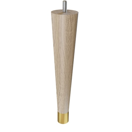 9 Round Tapered Leg With Bolt And 1 Satin Brass Ferrule - White Oak